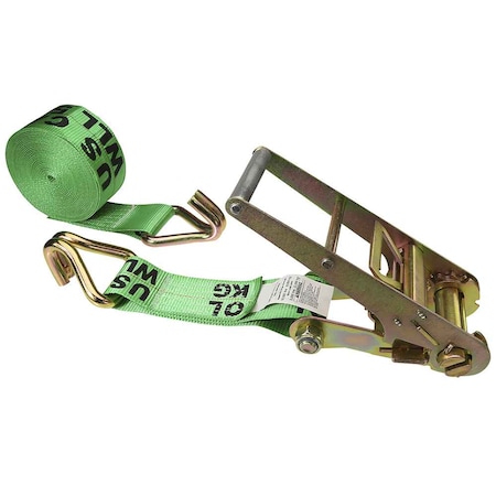 Us Cargo Control 3" x 30' Green Ratchet Strap w/ Wire Hooks 7530WH-GRN